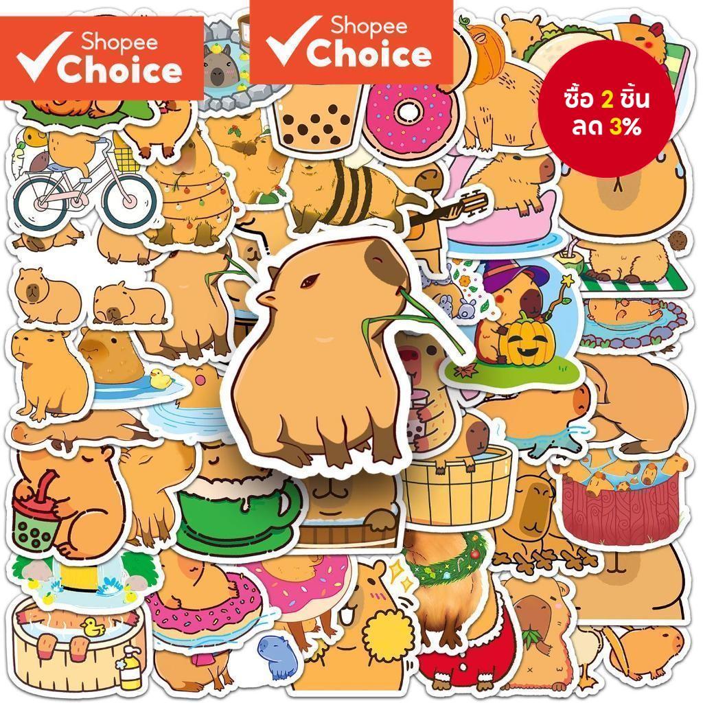 50 ชิ้นตลก Capybara DIY Creative มอเตอร์สติกเกอร์รถสติกเกอร์ Helmater สติกเกอร์ Home Decal กันน้ํา