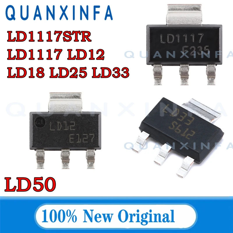 10PCS LD1117S33 LD1117S50 LD33 LD1117 LD12 LD18 LD50 ADJ SOT223 SMD ปรับ 3.3V 5V LDO ชิปในสต็อก XPJI