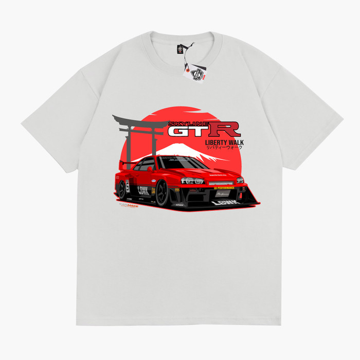 เสื้อยืดคอตตอนฤดูร้อน T Shirt NISSAN SKYLINE R34 BNR34 LBWK LIBERTY WALK เสื้อยืดลำลองฤดูร้อน เสื้อย