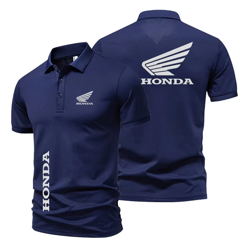 เสื้อโปโล HONDA ยอดนิยม สองด้านพิมพ์โลโก้ สำหรับคนขับมอเตอร์ไซค์ใส่ไปทำงานประจำวัน