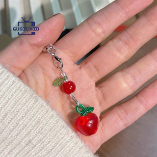 จี้ผลไม้ จี้ลูกปัดตกแต่งdiy พวงกุญแจห้อยโทรศัพท์รูปผลไม้สดใสรับฤดูร้อน พวงกุญแจรูปหัวใจสำหรับเด็กผู้หญิง คู่รัก