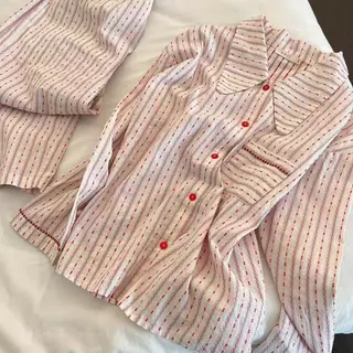 ใหม่สตรีเมฆผ้าฝ้ายชุดนอนแขนยาวกางเกงชุดหวานเสื้อผ้าบ้าน