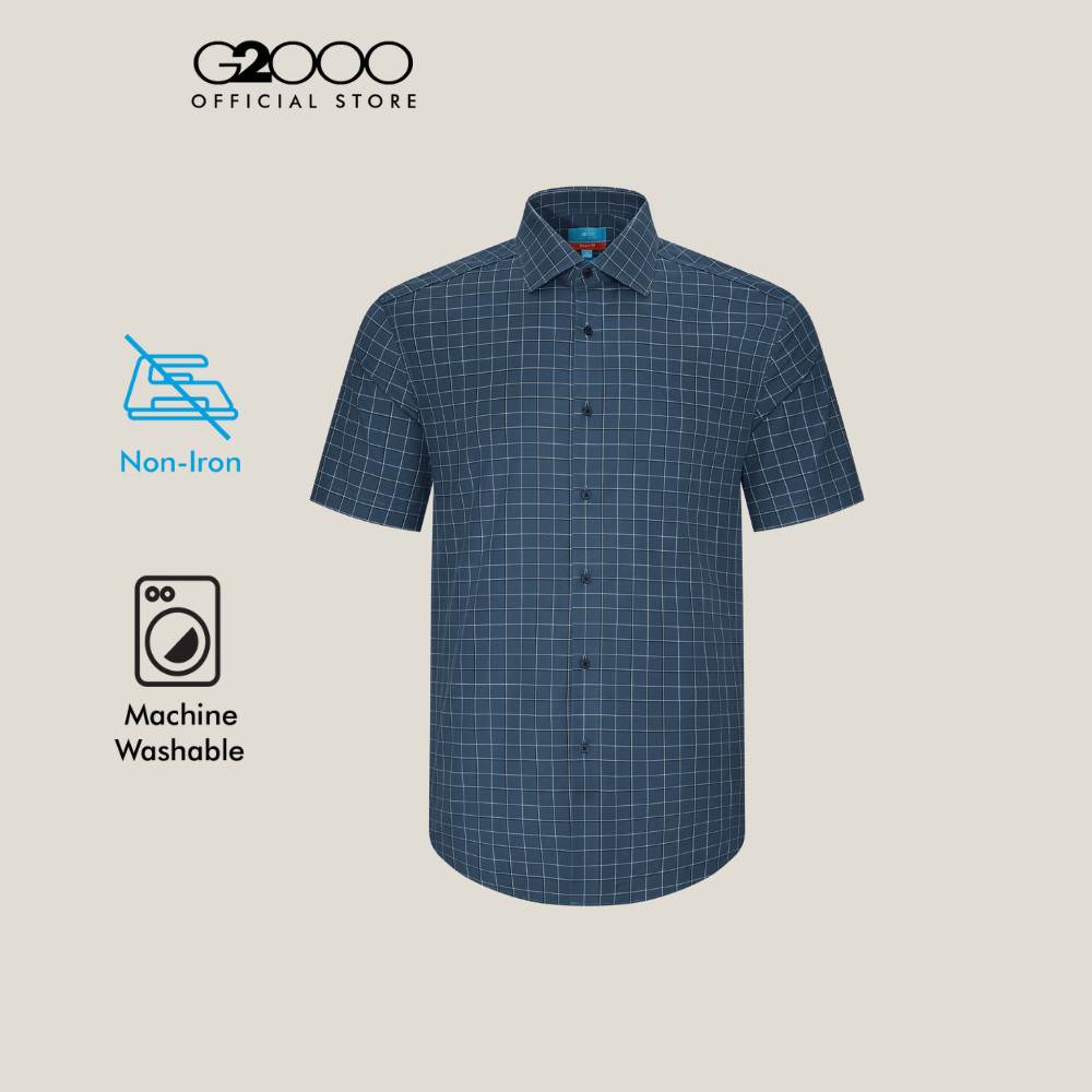 G2000 เสื้อเชิ้ตแขนสั้นแบบทางการสำหรับผู้ชาย Smart Fit รุ่น 5613135278 สีน้ำเงินเข้ม