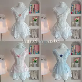 Camellia pastel เสื้อแขนตุ๊กตา กางเกงลูกไม้ น่ารัก