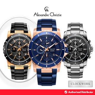 Jam Tangan Pria Alexandre Christie AC 6141 MCB Rantai Sporty Chronograph Casual Simple