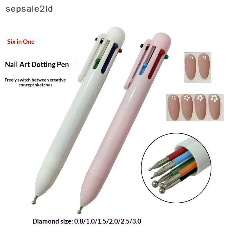 (seps) Nail Dotting Pen 6 In 1 Handy Design for Innovate Nail Art at Home and Professional Use (TH)