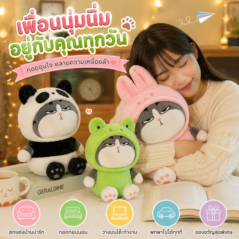 พร้อมส่งตุ๊กตาแมว ตุ๊กตาแมวอ้วน ที่สามารถเปลี่ยนร่างได้ รูปที่ 3