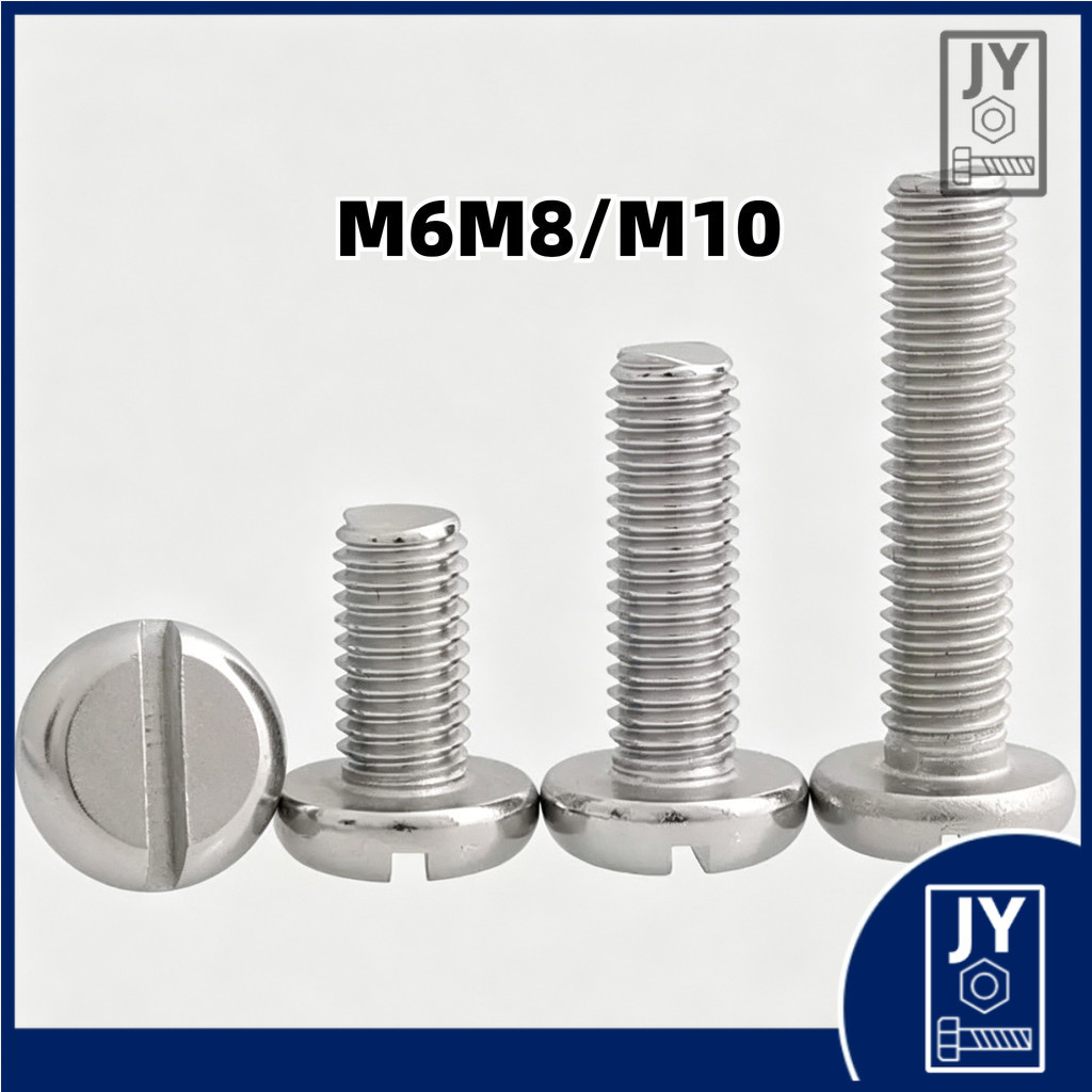 304 สแตนเลส one-slot สกรูหัวทรงกระบอก GB65 สกรู slotted หัวกลม bolt M6M8/M10HEJUNYANG