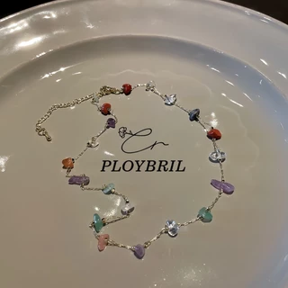 PLOYBRIL สีสันไม่สม่ําเสมอหินเดิมสร้อยคอสร้อยข้อมือผู้หญิงฤดูร้อนใหม่เรขาคณิตคอโซ่สไตล์ที่เรียบง่ายแ X065