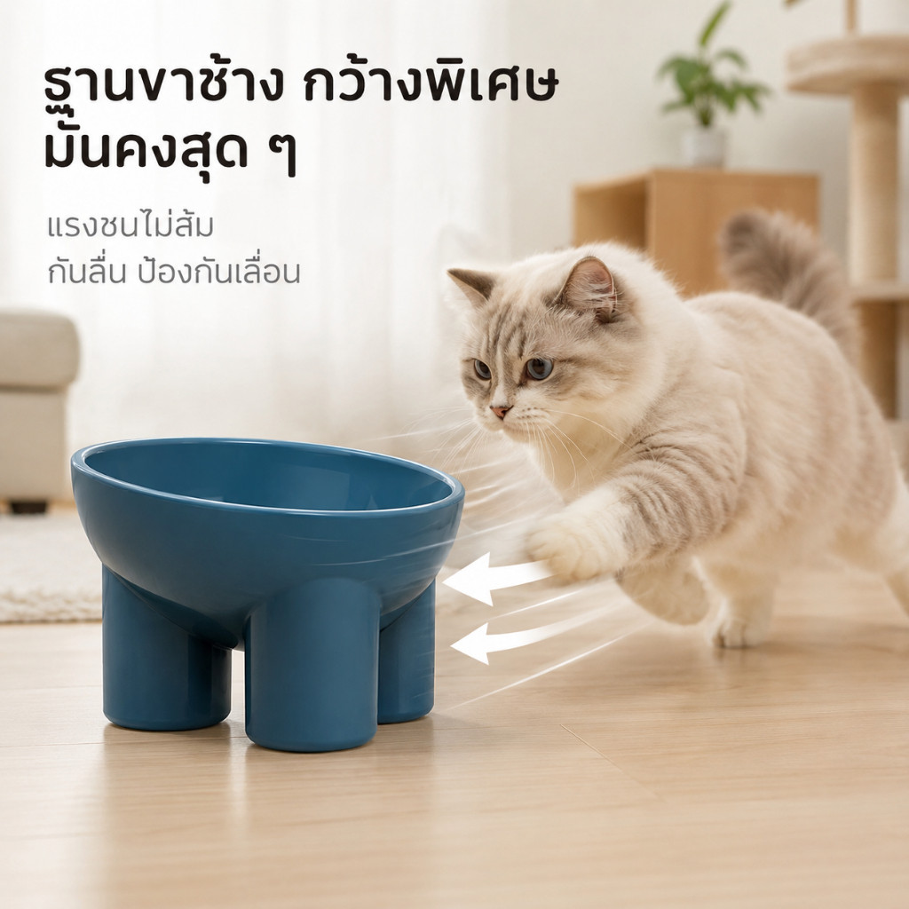 ชามกันมด แมว ชามอาหารแมว ชามอาหารสัตว์เลี้ยง ทรงเฉียง รูปที่ 6