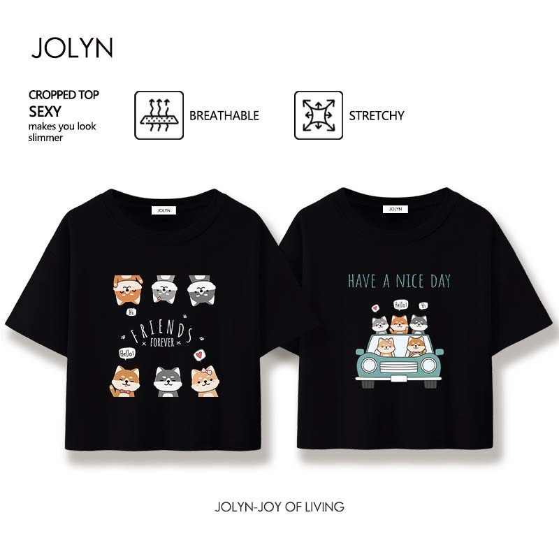 แฟชั่นเรียบง่าย เสื้อเอวลอย ใส่สบาย ผ้านิ่ม ไม่ระคายผิว พิมพ์สัตว์น่ารัก เข้ากับทุกสไตล์ แนวโน้ม มีลายใหม่มาเพิ่ม