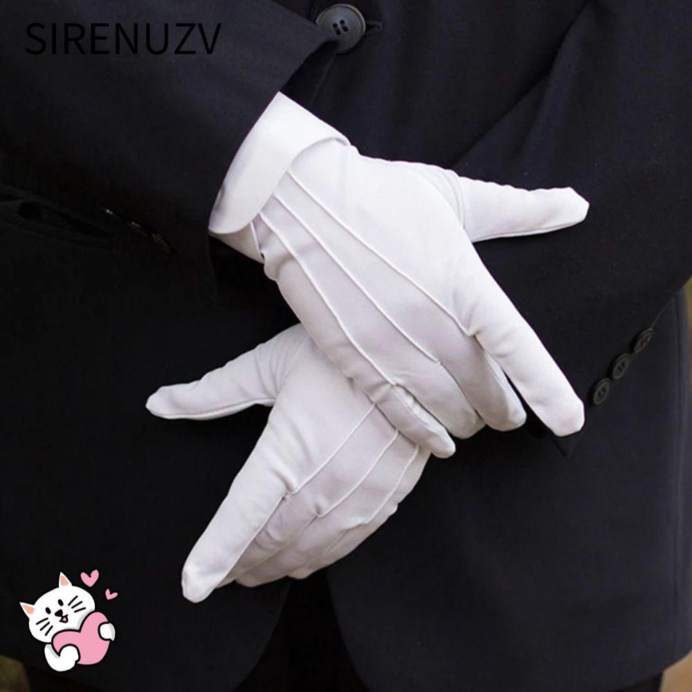 ไซเรนUZV ถุงมือผ้าฝ้ายอย่างเป็นทางการ สีขาว ให้ความชุ่มชื้น นุ่ม เครื่องประดับบาง เครื่องแบบตํารวจบริกร