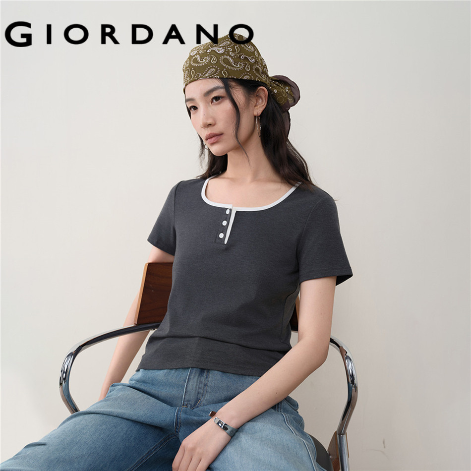 GIORDANO WOMEN Women U Neck T-Shirt 18326207
