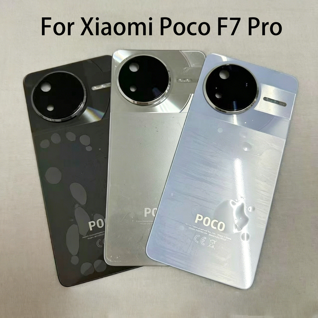 สําหรับ Xiaomi Poco F7 Pro แบตเตอรี่ฝาหลังกระจกพร้อมเลนส์กล้องด้านหลังประตูกรณีเชลล์เปลี่ยนกรอบ