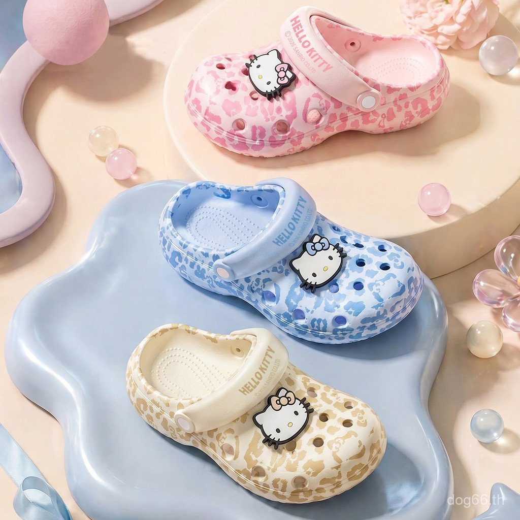 KWNC เสือดาวพิมพ์ KT Hole รองเท้าผู้หญิง Anti-slip Breathable หนา soled รองเท้าแตะการ์ตูนความสูง eva รองเท้าแตะ