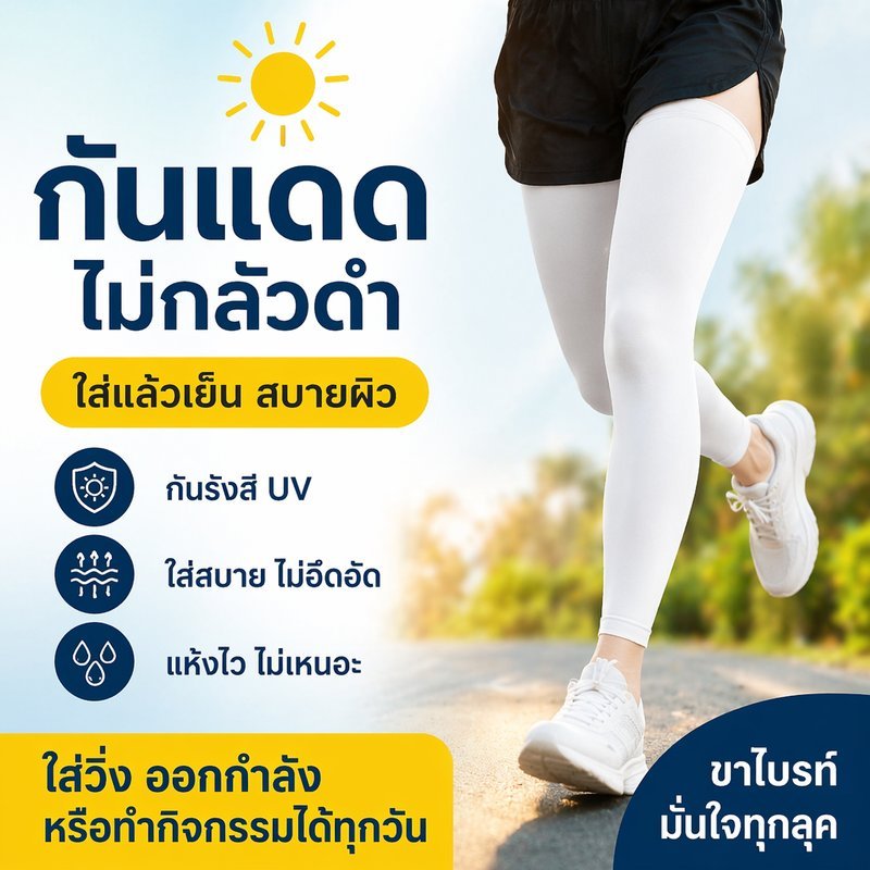 ปลอกขากันแดด ผ้าไอซ์ซิล์ก กันยูวี ระบายอากาศ แห้งเร็ว ยืดหยุ่น ขี่มอเตอร์ไซค์ ปั่นจักรยาน