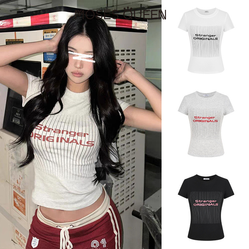MOSESQUEEN تيشيرت قصير ريترو أمريكي — صورة 4