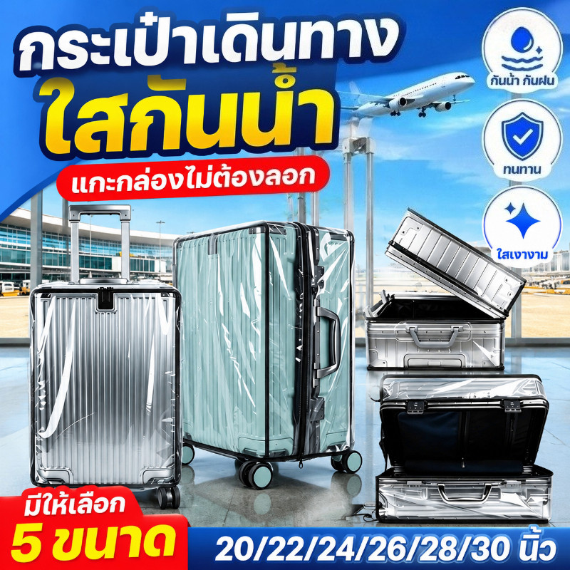 COD ปลอกกระเป๋าเดินทาง PVC ใส ไม่ต้องถอด ป้องกันน้ำ กันฝุ่น ทนทาน ไม่ต้องกังวลเมื่อเดินทางในวันที่ฝนตก