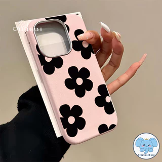 เคสหนังสกิน ลายดอกไม้ดำ น่ารัก หลากสี สไตล์ฮิต คู่รัก สำหรับiPhone 15 17 16 11 13 AIR 14 12 Pro Max 14 15 16 Plus XR X