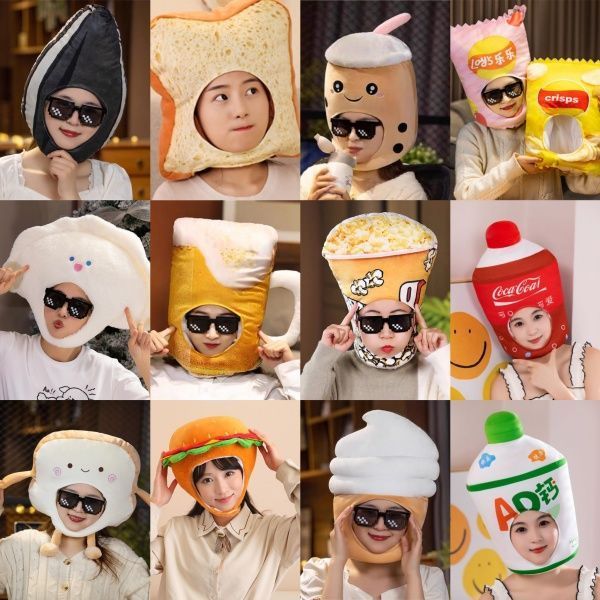 [Headgear] ins Creative Cute Popcorn Drink Shape Headgear Funny Potato Chips Hat Show Photo Props Gift 260525