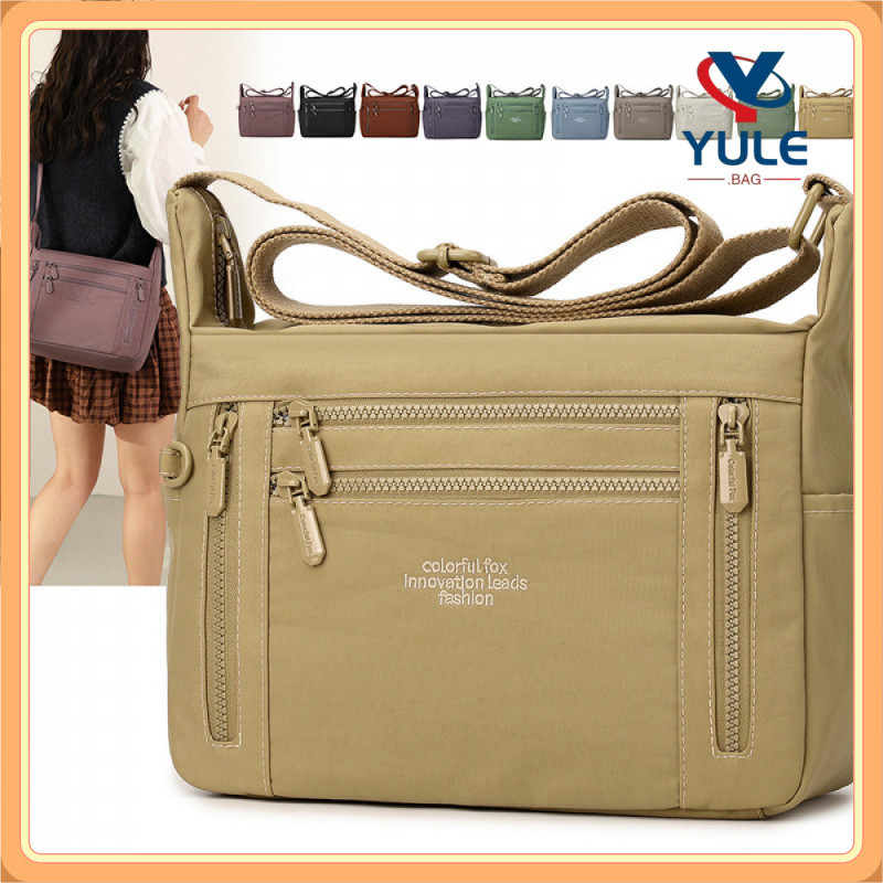 YULE กระเป๋าไนล่อนผู้หญิง 10 ช่อง กันน้ำ กันขโมย 0.37กก. เบา สะพาย/ถือ ใช้ได้ทั้งเดินทางและทำงาน