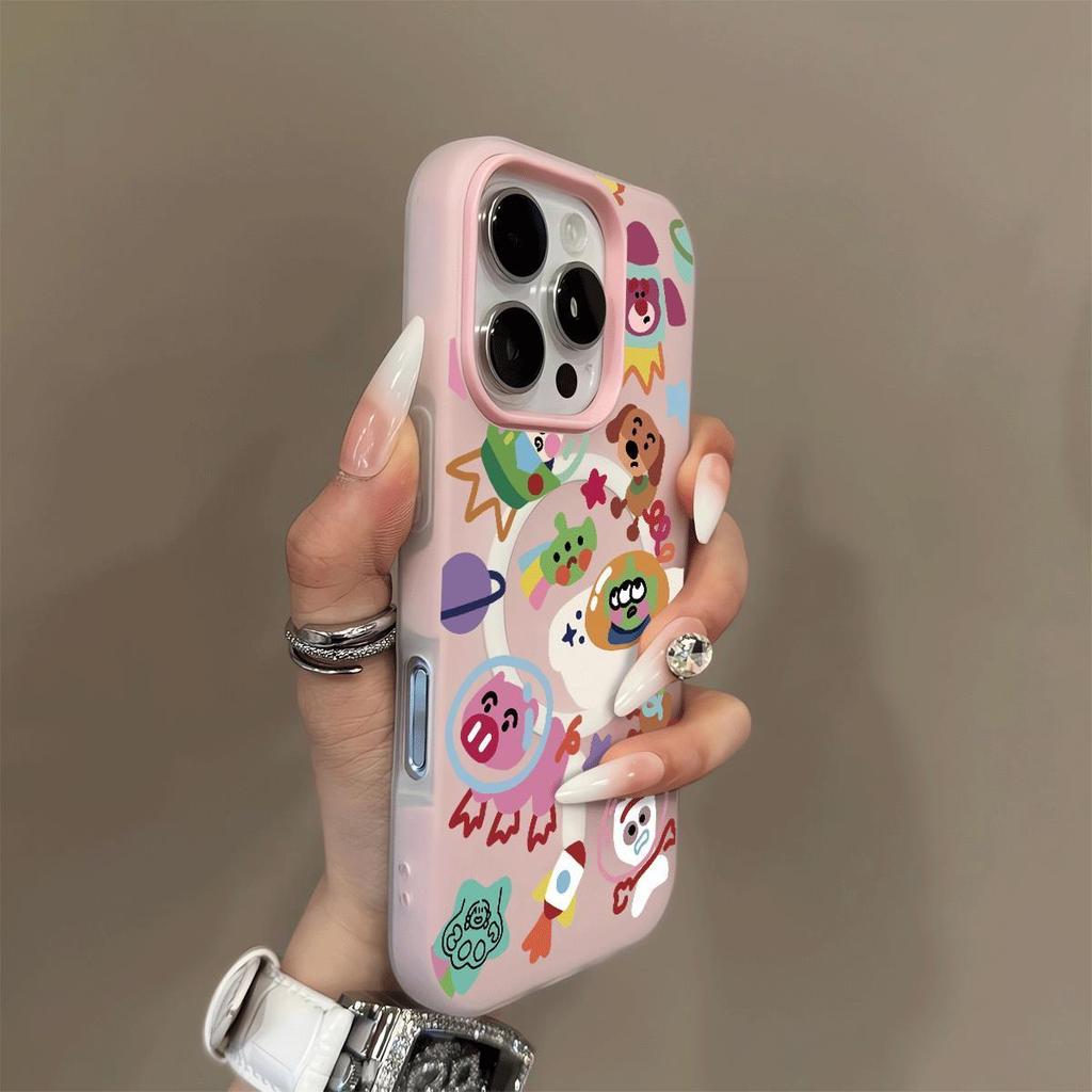 เคสไอโฟน 13 11 สำหรับ IPhone 16 17 Air 15 12 14 Pro Max XR Max 7 8 การ์ตูนกราฟฟิติ แรงดึงดูดแม่เหล็ก