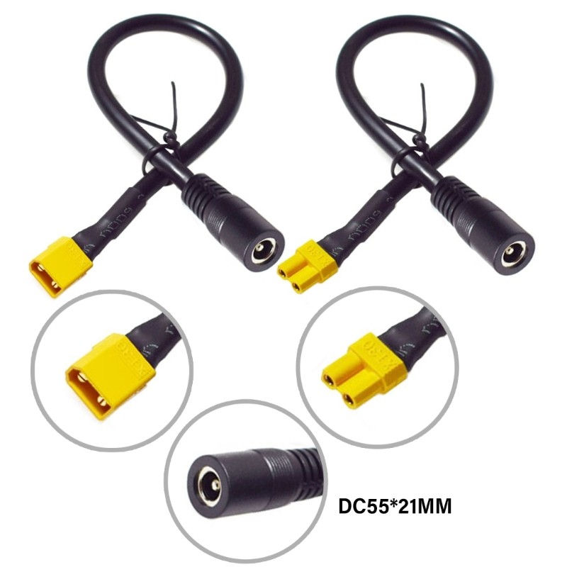 EV XT30 ชายหญิง DC5521 สายแปลงไฟสําหรับเครื่องชาร์จ 0 25M 1M ตัวเลือก