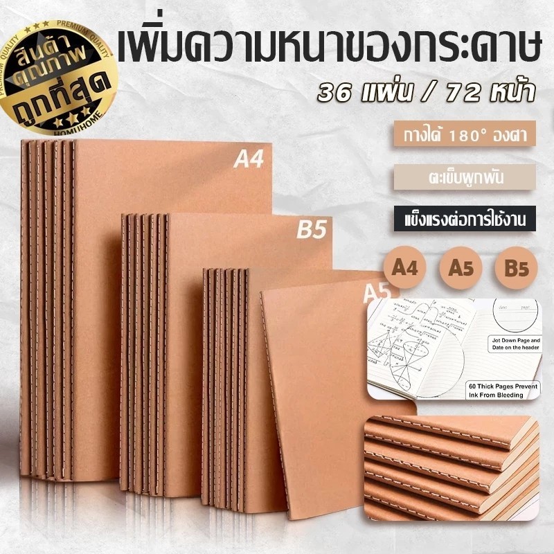 JoyTray【ถูกที่สุด】สมุดบันทึก【QC-แพ็คอย่างดี】สมุดโน๊ต มีเส้น ตาราง เส้นกราฟ สไตลล์ muji ขนาด A5 B5 ART14 ADSX SET6 GP