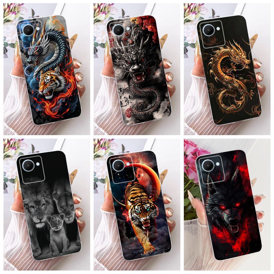 สําหรับRealme C30 C30sกรณีRMX3581 RMX3623 RMX3690 Cool Dragon Lion Wolfทาสีนุ่มสําหรับRealme Narzo 5