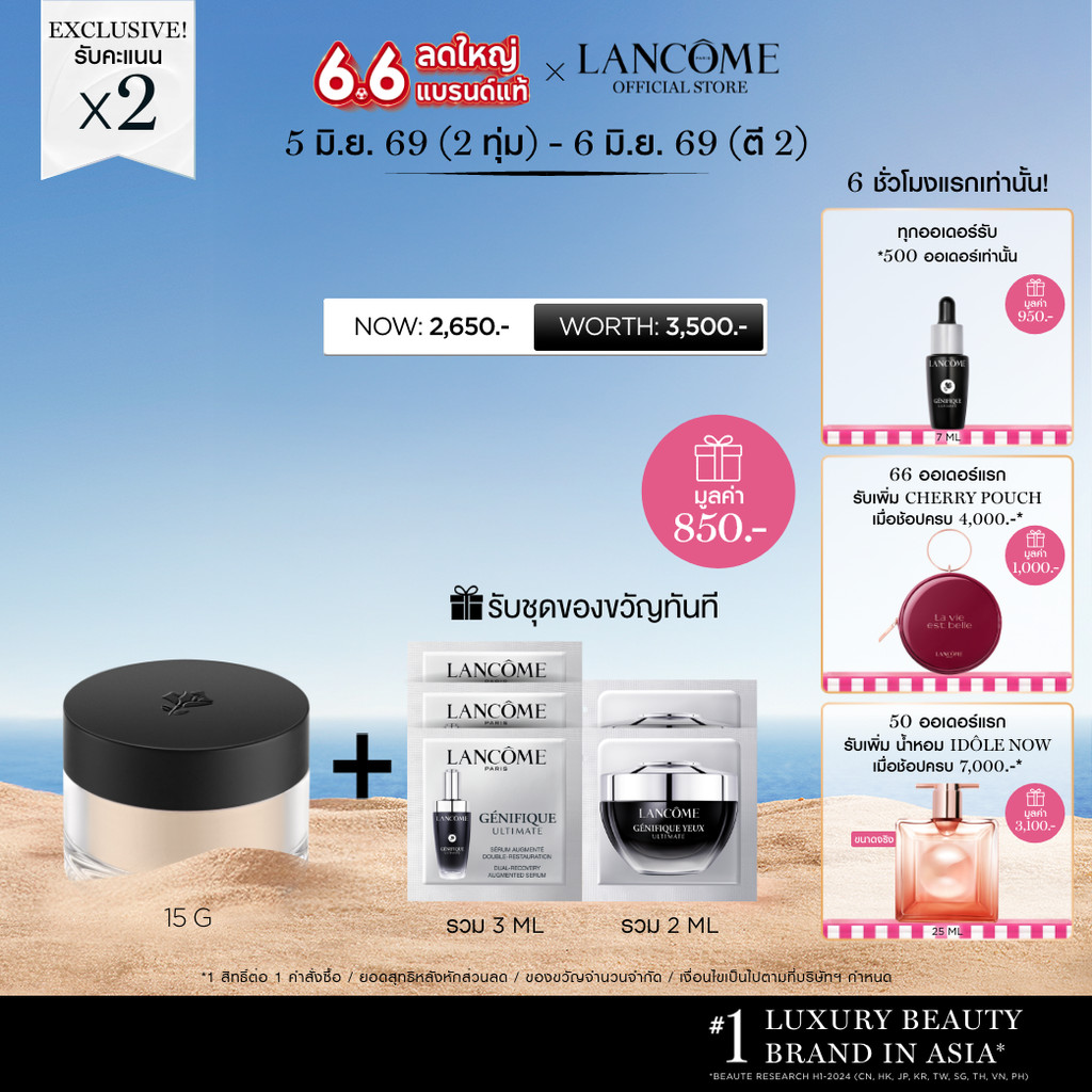 LANCOME TEINT IDOLE TRANSLUCENT LOOSE SETTING POWDER 15 G ลังโคม แป้งฝุ่นคุมมัน เนื้อเนียน ละเอียด
