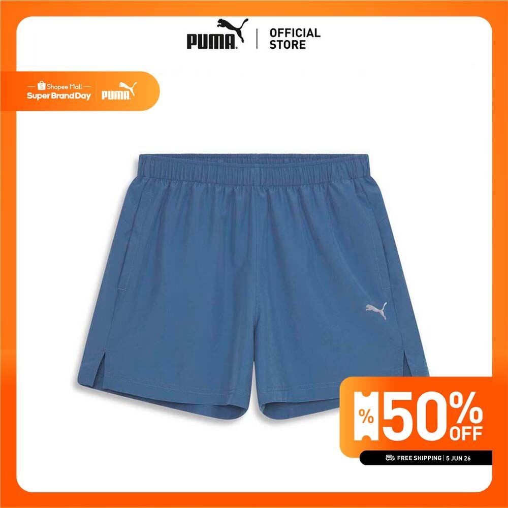 PUMA Training กางเกงออกกำลังกายขาสั้น 5 นิ้ว สำหรับผู้ชาย สีฟ้า - 68952323