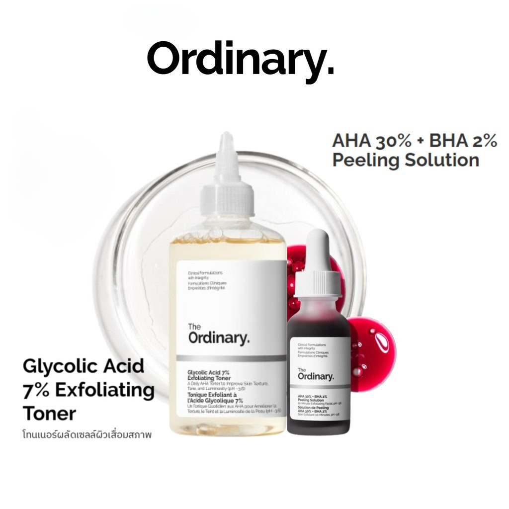 Ordinary Glycolic Acid 7% Exfoliating Toner 240ml + AHA 30% + BHA 2% Peeling Solution 30ml