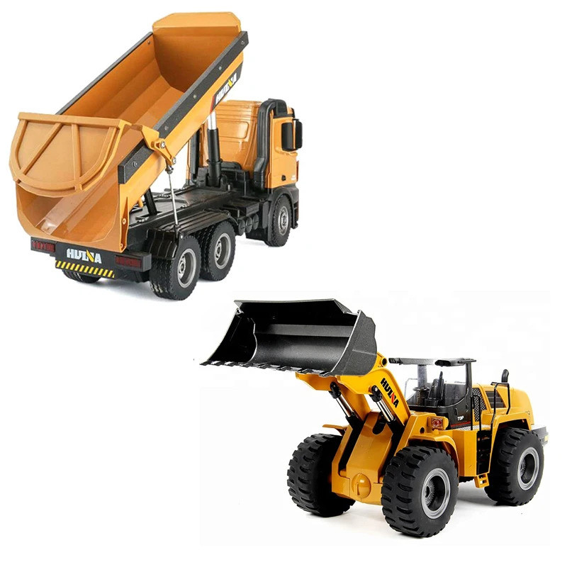 เป็นมิตรกับสิ่งแวดล้อม 1:14 Scale RC Bulldozer 1583 HUINA 1573 RC Dump รถบรรทุกโลหะผสมโลหะของเล่น Hy