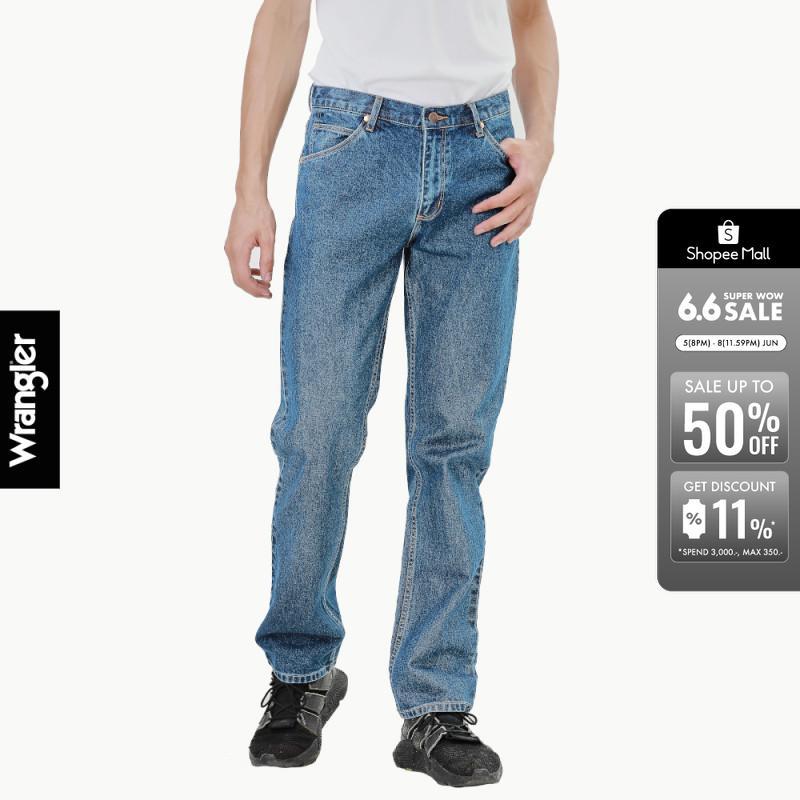 WRANGLER กางเกงยีนส์เอวกลางทรงขากระบอก MWZ รุ่น WR WRMWZ227 แรงเลอร์ กางเกงยีนส์ เสื้อผ้าผู้ชาย กางเกงผู้ชาย DENIM