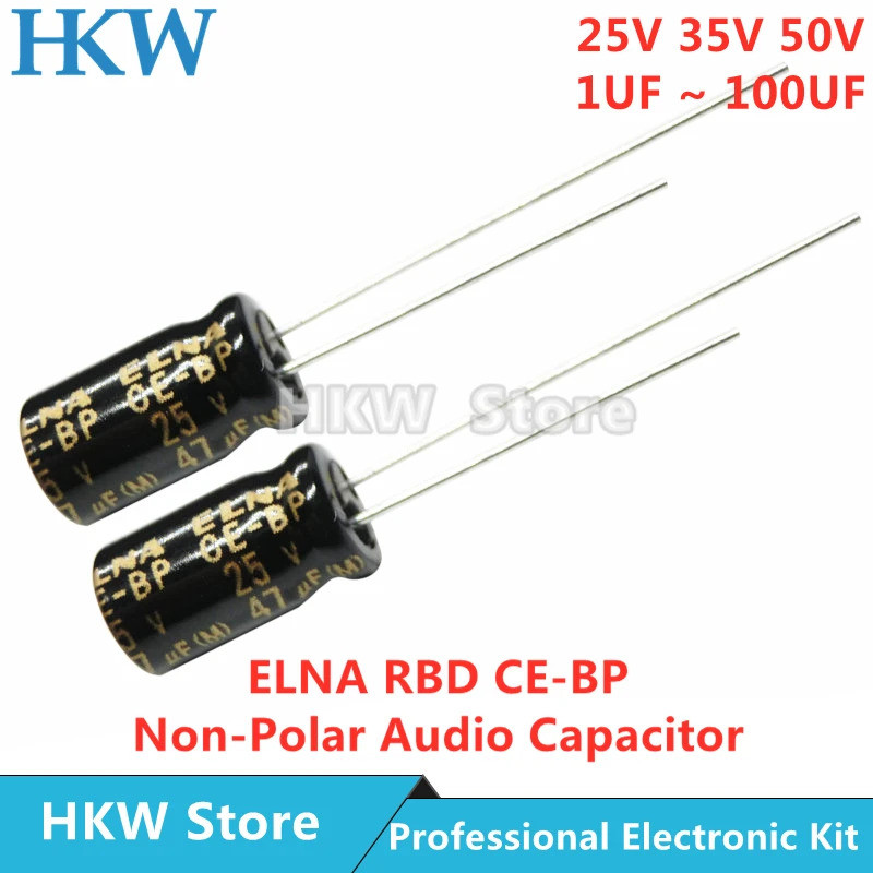 10 ชิ้น/ล็อต ELNA RBD CE-BP Series Non Polar Non Bipolar HiFi Audio Capacitor 4.7UF 10UF 22UF 33UF 4