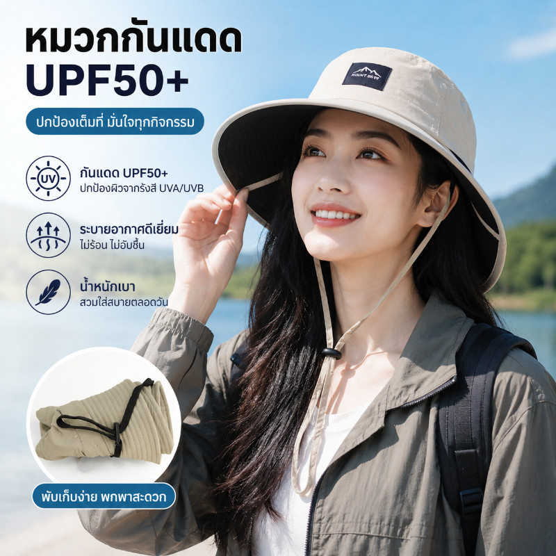COD หมวกกันแดดกลางแจ้ง หมวกฟิชเชอร์กัน UV มีปกคอ ปรับขนาดได้ ใส่สบาย สำหรับปีนเขา ตกปลา เดินทาง