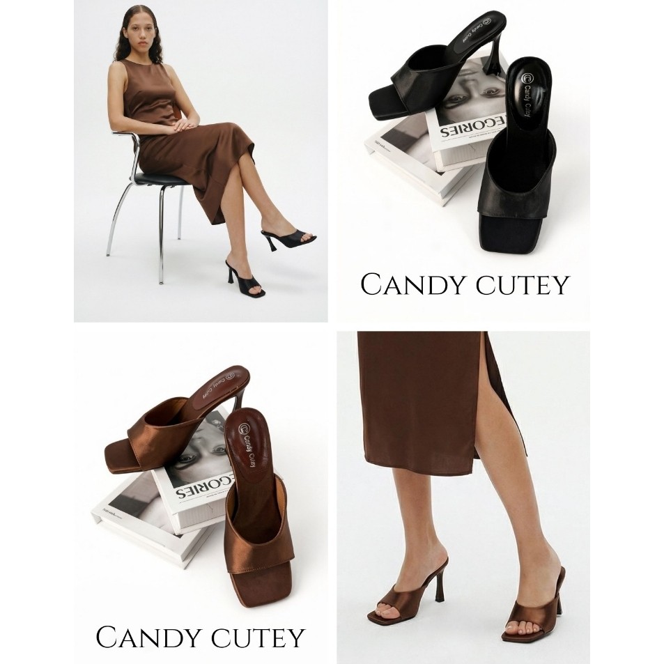 Candy Cutey รองเท้าส้นสูงหัวเหลี่ยม แบบสวม มาพร้อมดีไซน์หัวที่ให้ลุคทันสมัยและโฉบเฉี่ยว ด้วยส้นรองเท้าทรงเรียวแห