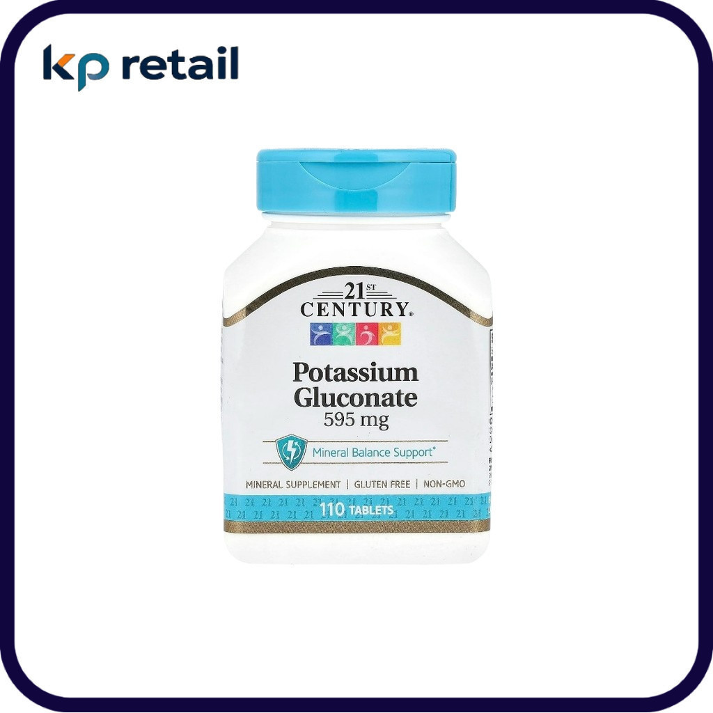 🚀 📢พร้อมส่ง 🔔  21st Century Potassium Gluconate, 595 mg, 110 Tablets