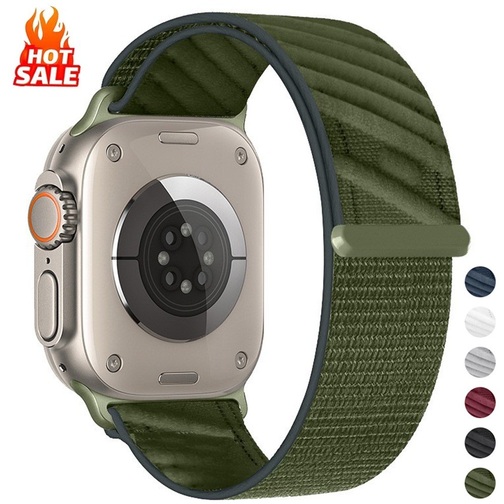 สายรัดไนลอนสําหรับ Apple Watch ขนาด 49/46/45/44/42/41/40 มม. รุ่น 11/10/9/8/7/6/5/4