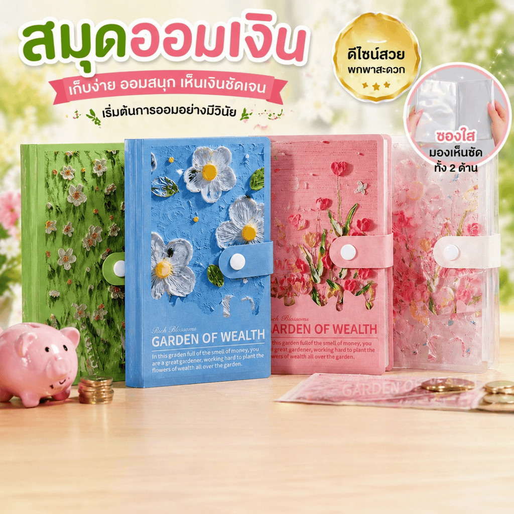สมุดสะสมธนบัตรภาพวาดสีน้ำมัน 3 มิติ ขนาด A6 แบบแข็ง สำหรับเก็บเงิน จัดเก็บสะสมเงิน