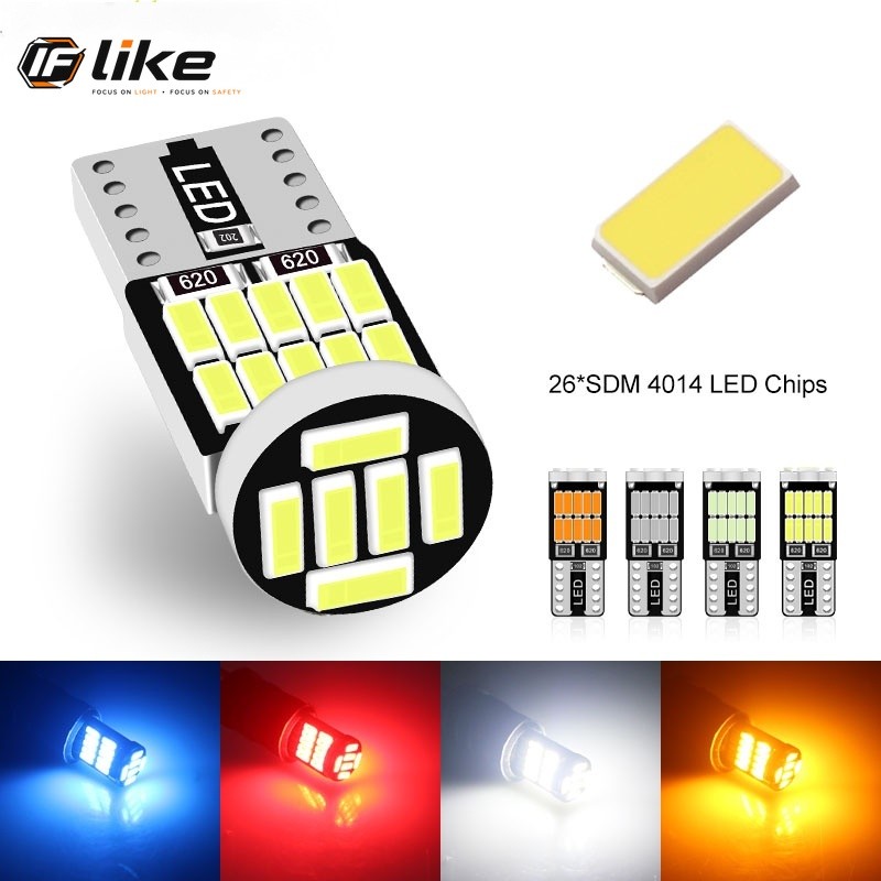 หลอดไฟ T10 LED Canbus W5W WY5W 194 168 26SMD โดม สําหรับไฟประตู ไฟจอด ไฟข้าง ไฟป้าย ทะเบียน ภายในรถยนต์ รถจักรยานยนต์
