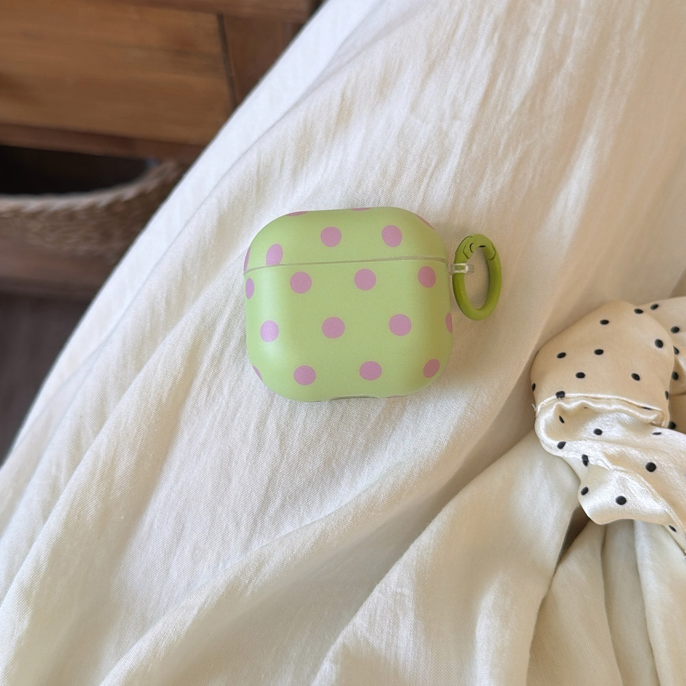 Ins Frosted สีชมพู Polka Dot สีเขียว Matte ป้องกันหูฟังสําหรับ AirPods 3 4 Pro 2 Pro 3 ซิลิโคน airpod กรณี Funda