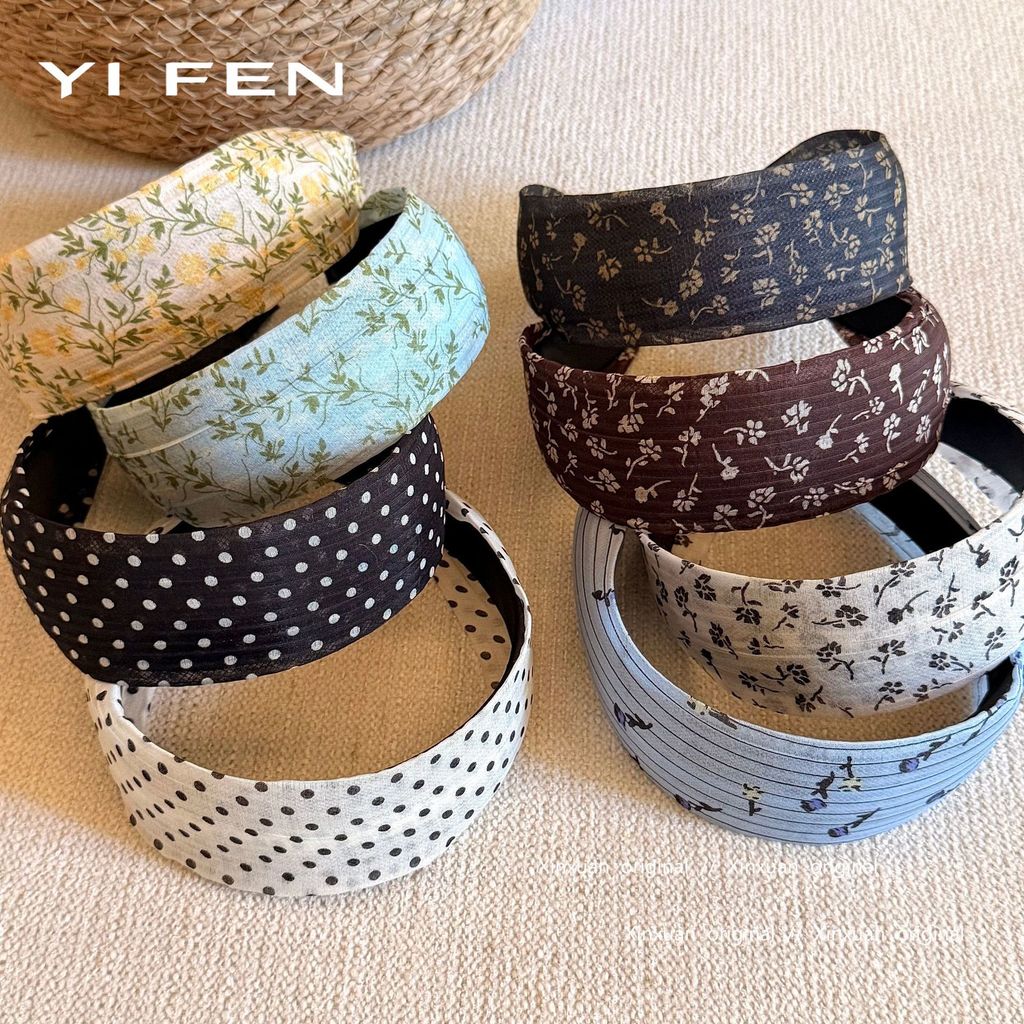 YIFEN ที่คาดผมปีกกว้างลายดอกไม้สไตล์เกาหลีหญิงฤดูร้อน High-End Fresh All-Match ที่คาดผมเครื่องประดับผมแฟชั่นสไตล์ใหม่