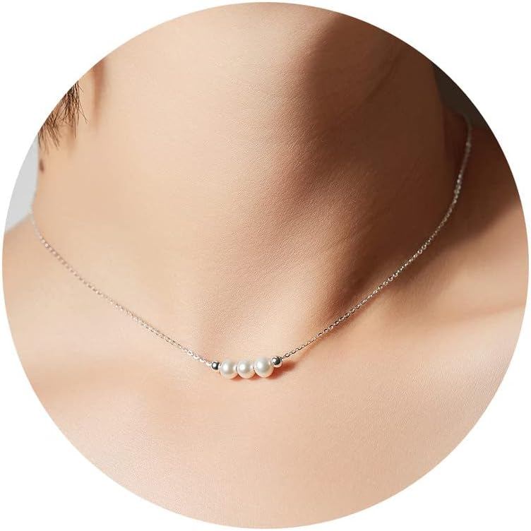 Dainty คริสตัล 925 เงินสเตอร์ลิง Choker สร้อยคอทําด้วยมือ 3 ลูกปัด Birthstone เครื่องประดับของขวัญผู