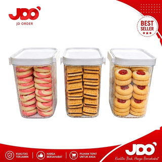 Set 3Pcs Toples Segi Akrilik Kedap Udara 1400ml Golden Sunkist TSP-1197