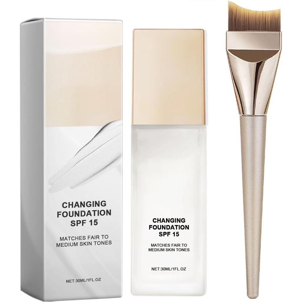 ColorChangMatureFoundation,LiquidFoundationforMatureพร้อมFoundationBrush,AllDayFlawlessWarmToneแต่งห