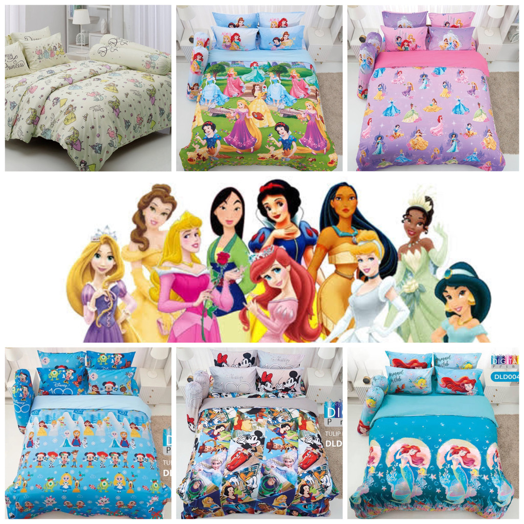 Bedtique : เจ้าหญิงดิสนีย์ : ผ้าปูที่นอน+ผ้านวม Digital print (3มิติ) ยี่ห้อ Tulip Delight