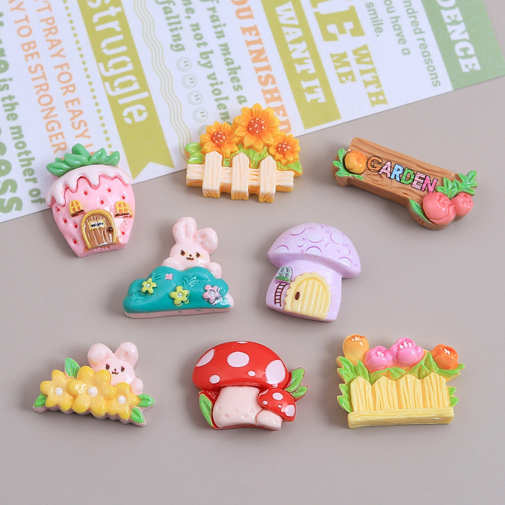 การ์ตูนหญ้ากระต่าย Garden Creative Handmade diy ครีมกาวอุปกรณ์เสริมเรซิ่นอุปกรณ์เสริมขนาดเล็กเครื่องประดับวัสดุ LN