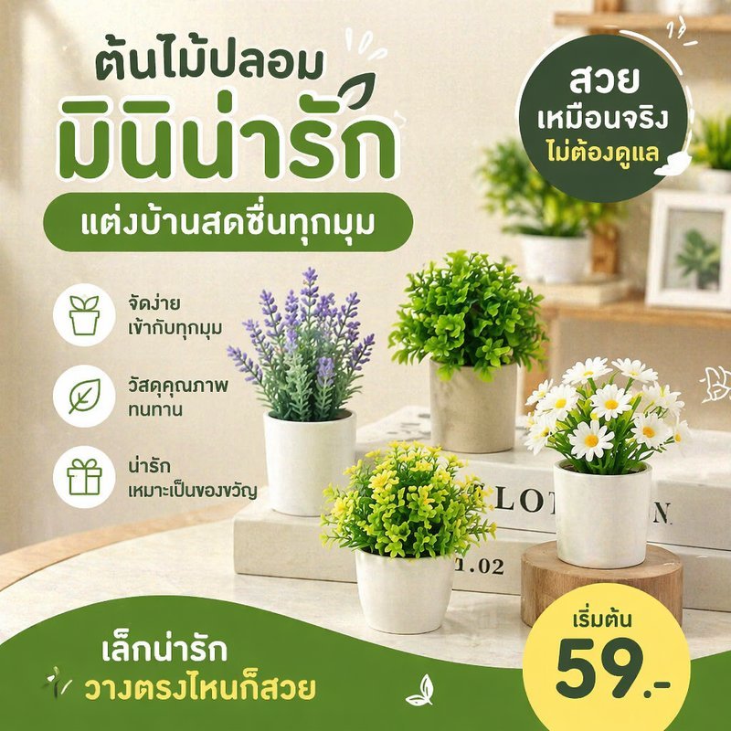ดอกไม้ปลอม กระถางต้นไม้จิ๋ว บอนไซจำลอง ดอกไม้ประดิษฐ์ แต่งโต๊ะ แต่งบ้าน แต่งสวน ตกแต่งสำนักงาน
