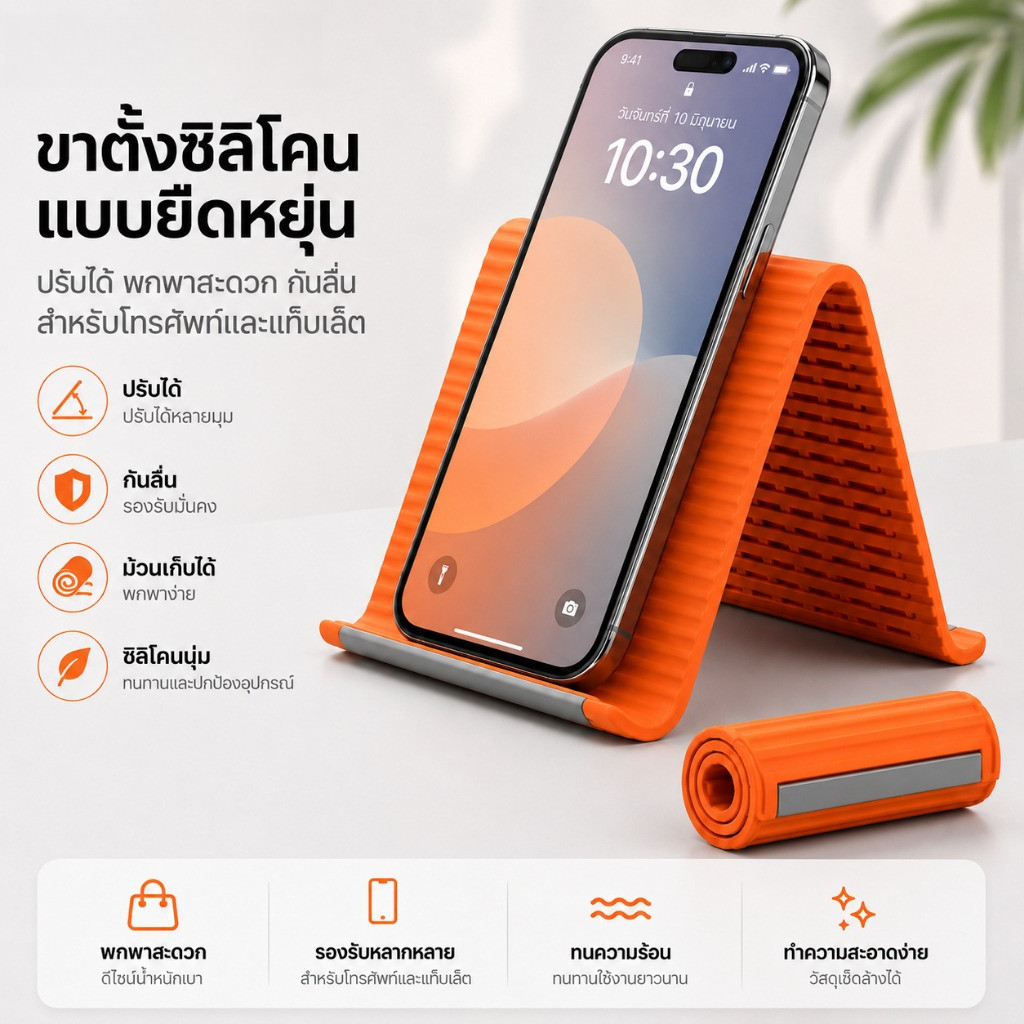 ที่วางโทรศัพท์มือถือ พับได้ อเนกประสงค์ ดีไซน์ชิ้นเดียว ปรับมุมได้ทุกองศา พกพาได้